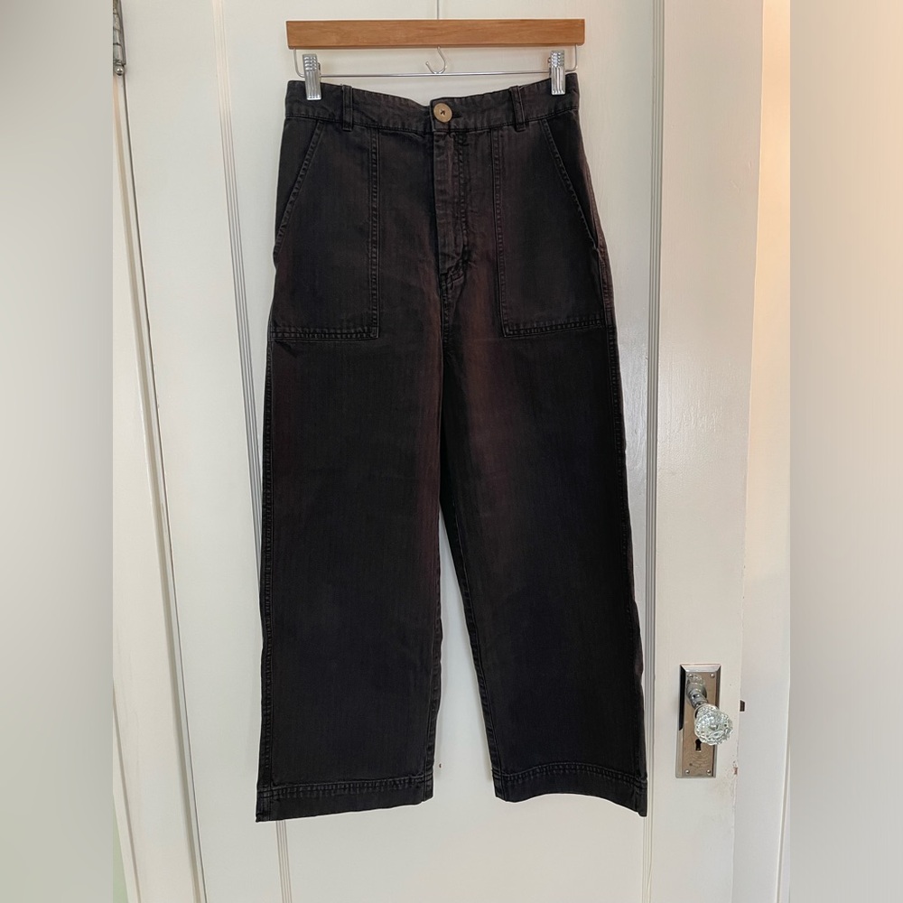 Free People High Waisted Cropped Carpenter Pant